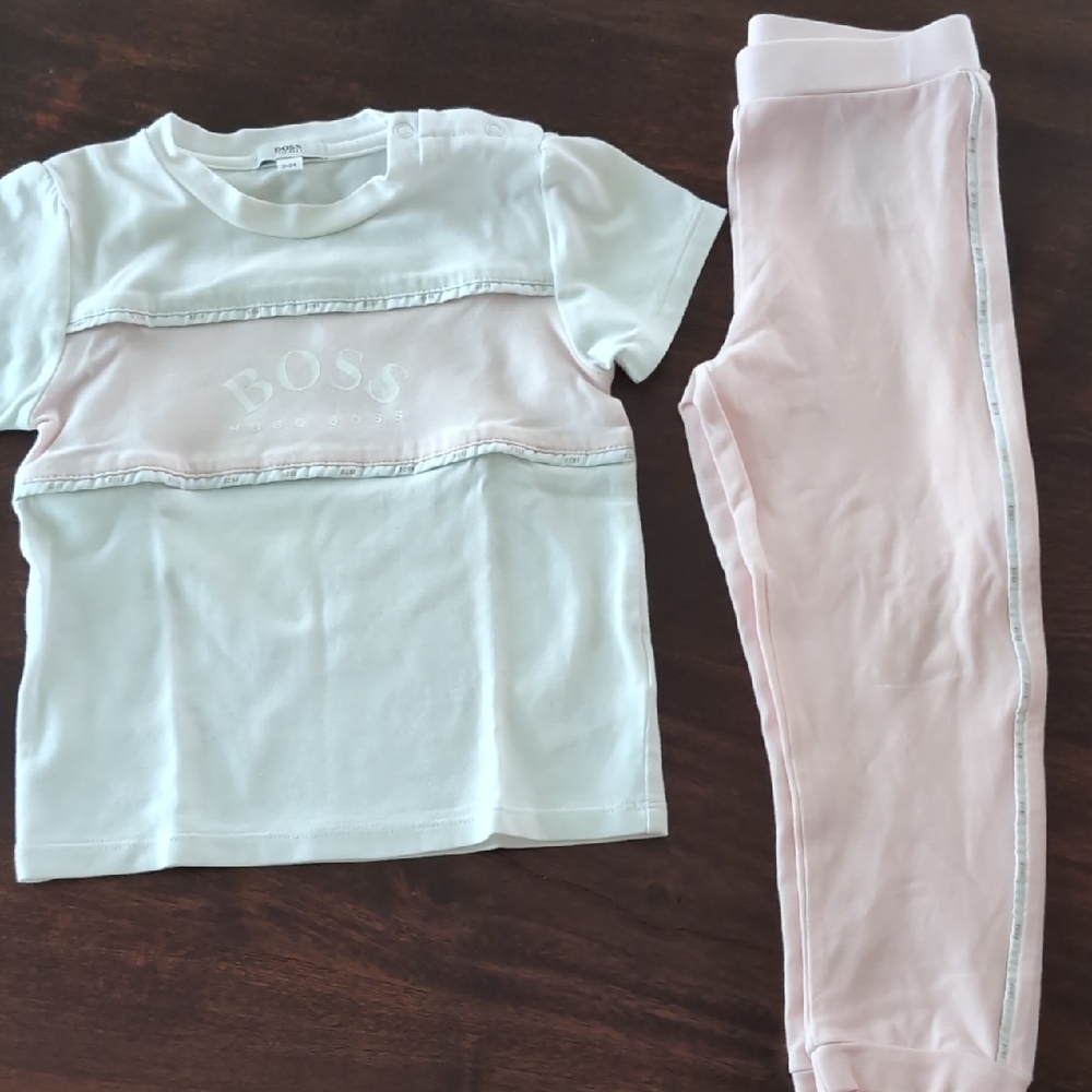 Boss White and Pink Pajama Set Soft Cotton Comfort